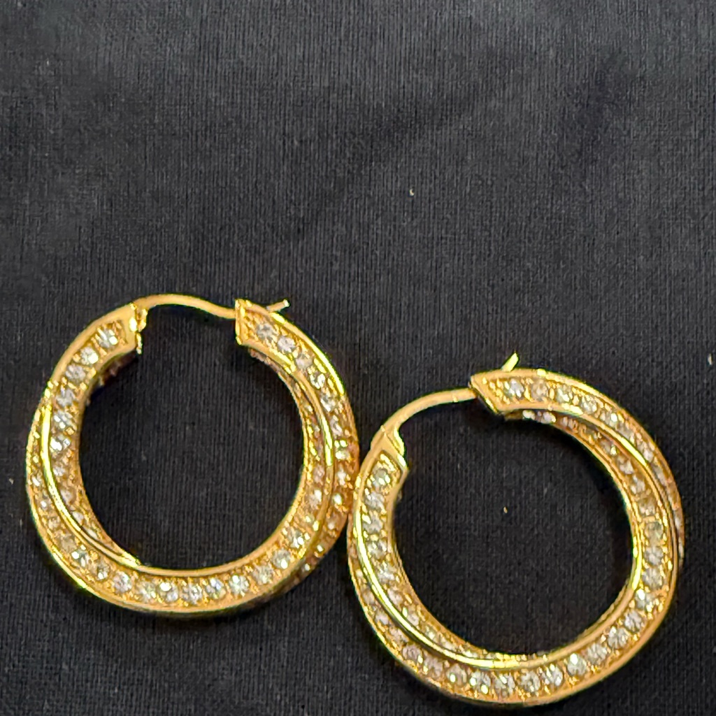 Oma The Label Gold And Crystal Hoop Earrings